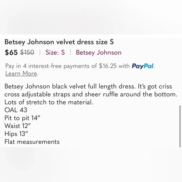 Betsey Johnson velvet dress size S - Picture 7 of 7